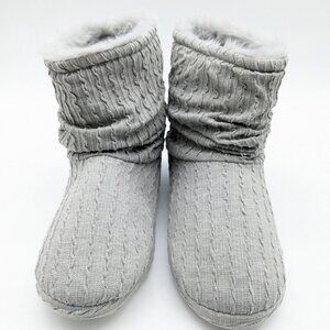 CHARTER CLUB Slouchy fur lined women's bootie slippers - GRAY - Small (5-6)